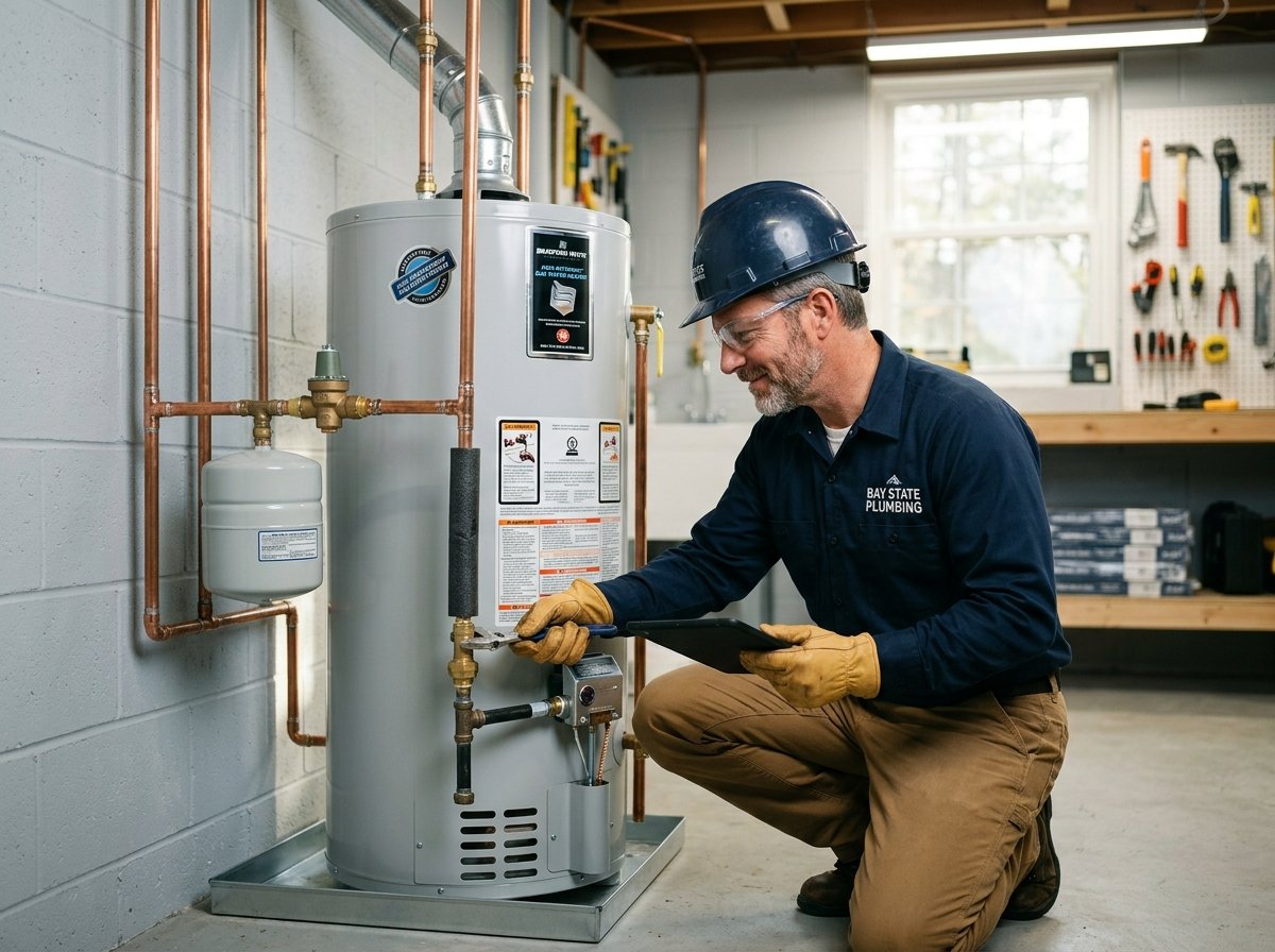 Experienced technician inspecting a residential plumbing system in Lancaster PA