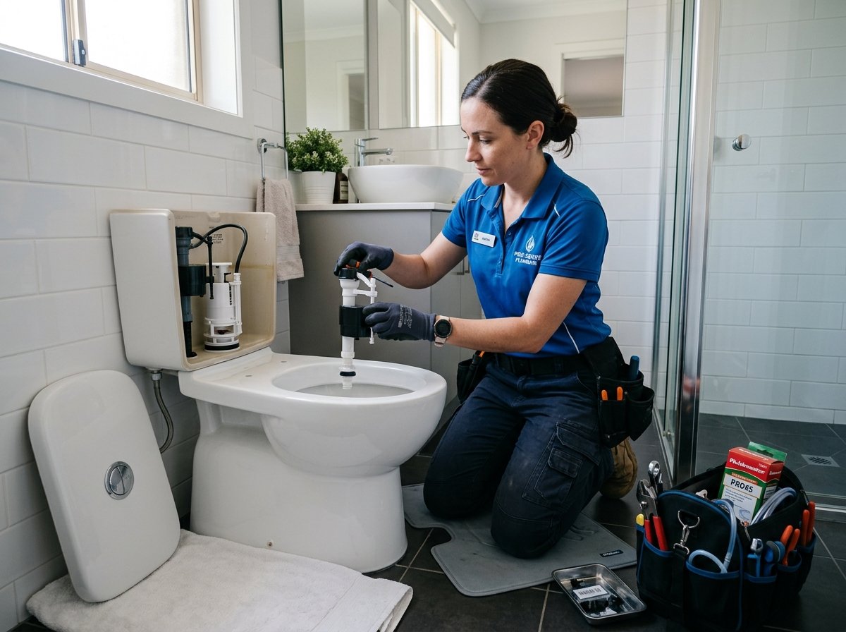 Toilet Repair specialist working on residential plumbing in Lancaster, PA